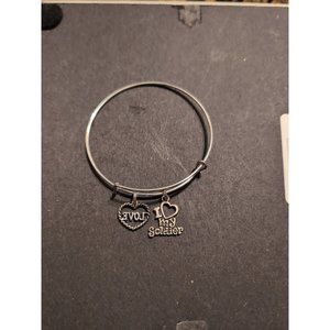 Bangle Charm Handmade Military Bracelet I Love My Soldier Charm Silver Color